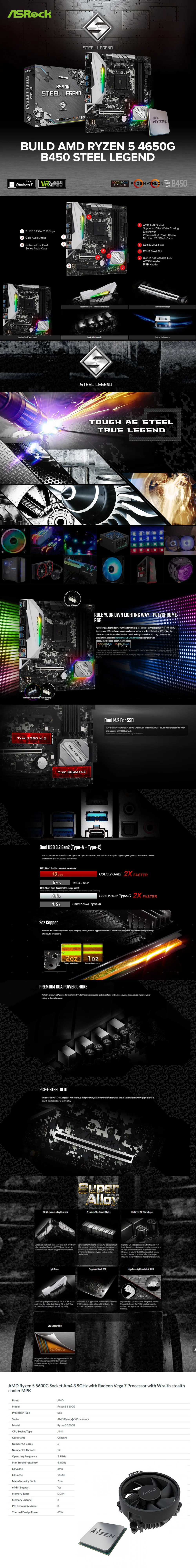 ASROCK BUILD AMD RYZEN 5 5600G / ASROCK B450 STEEL LEGEND - Image 6