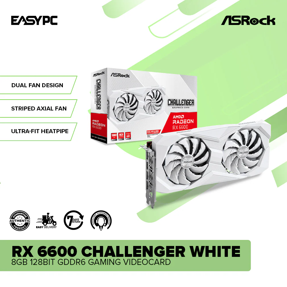 Asrock RX 6600 CHALLENGER White 8gb 128bit GDdr6 Gaming Videocard - Image 2