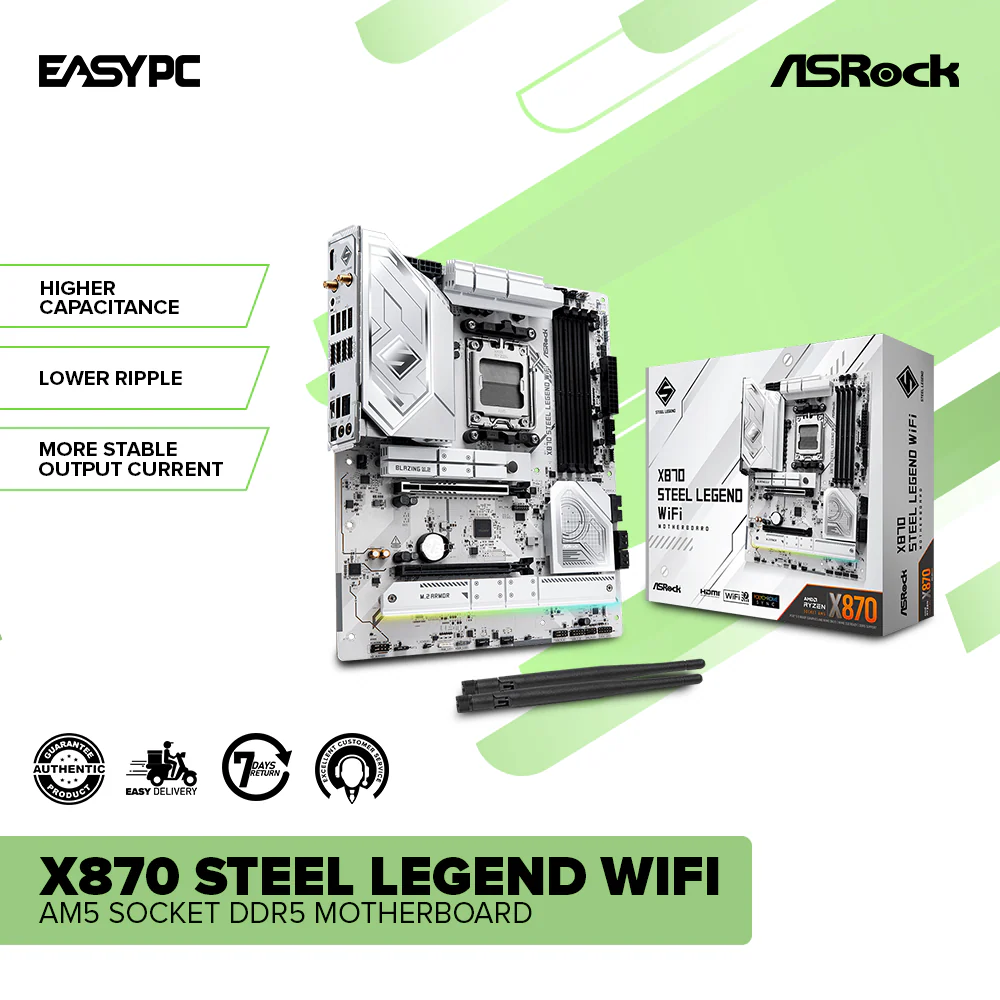 Asrock X870 Steel Legend WiFi AM5 Socket DDR5 Motherboard - Image 2