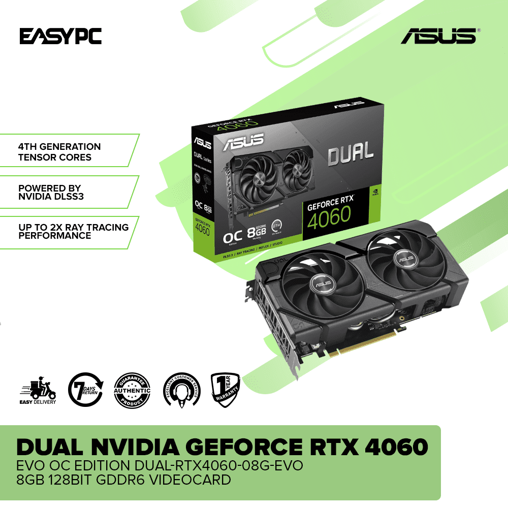 Asus Dual Nvidia Geforce RTX 4060 EVO OC edition DUAL-RTX4060-08G-EVO 8GB 128bit GDDR6 Videocard - Image 2