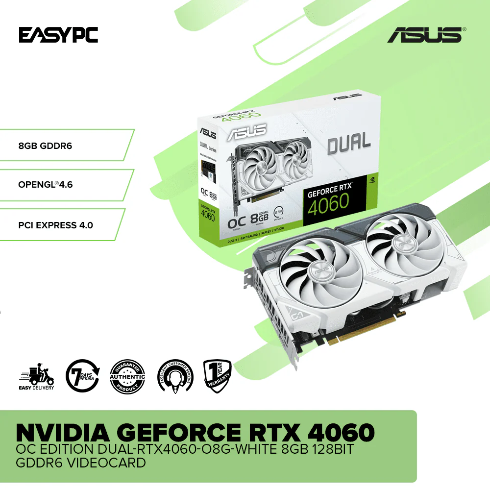 Asus Dual NVIDIA® GeForce RTX™ 4060 OC edition DUAL-RTX4060-O8G-WHITE 8GB 128bit GDDR6 Videocard - Image 2
