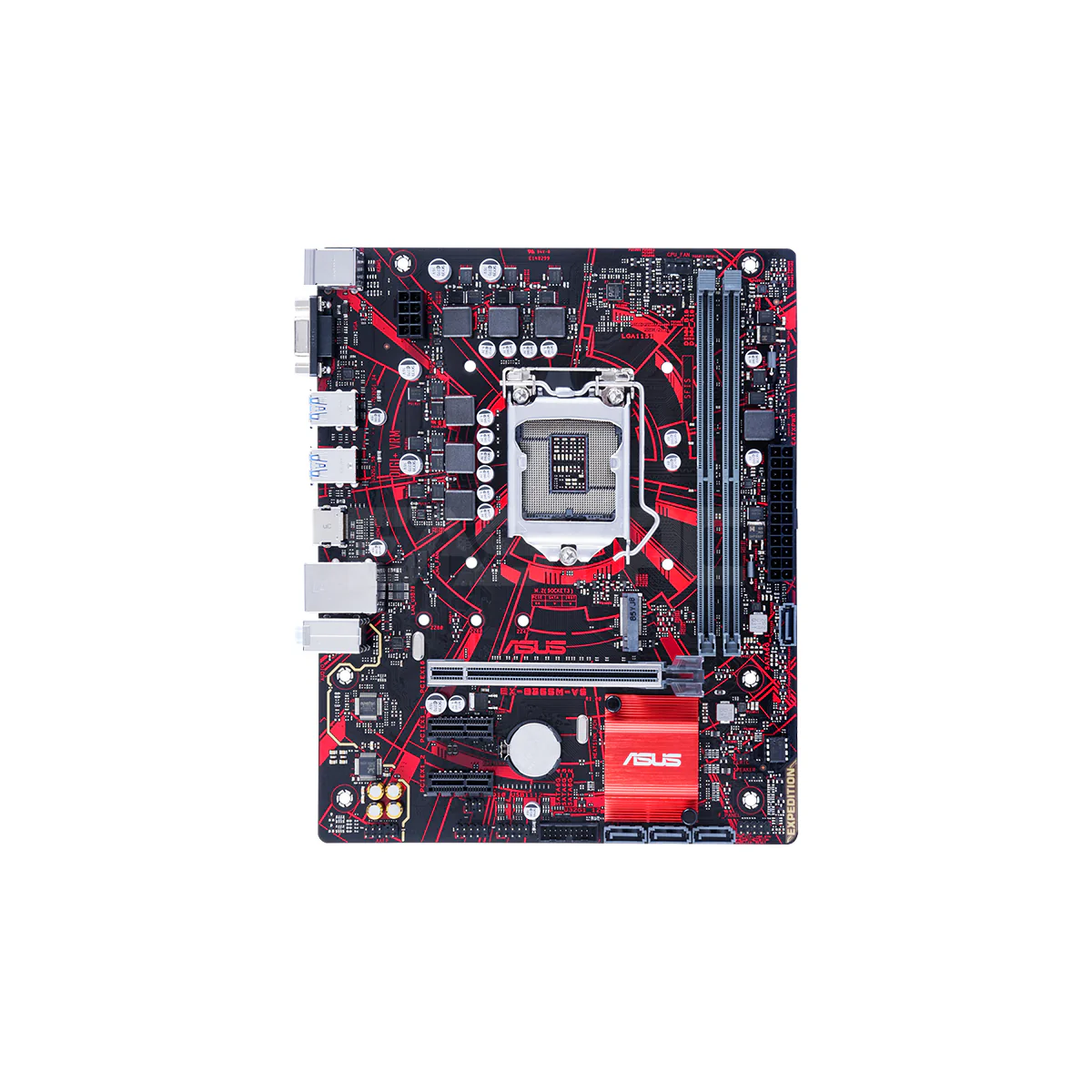 ASUS EX-B365M-V5   Intel B365 LGA 1151 mATX motherboard feature with luminous anti-moisture coating, SafeSlot Core+, USBGuard, LANGuard, DDR4 2666MHz, HDMI, D-Sub, SATA 6Gbps and USB 3.2 Gen 1, and 8-pin power connector Motherboard - Image 2