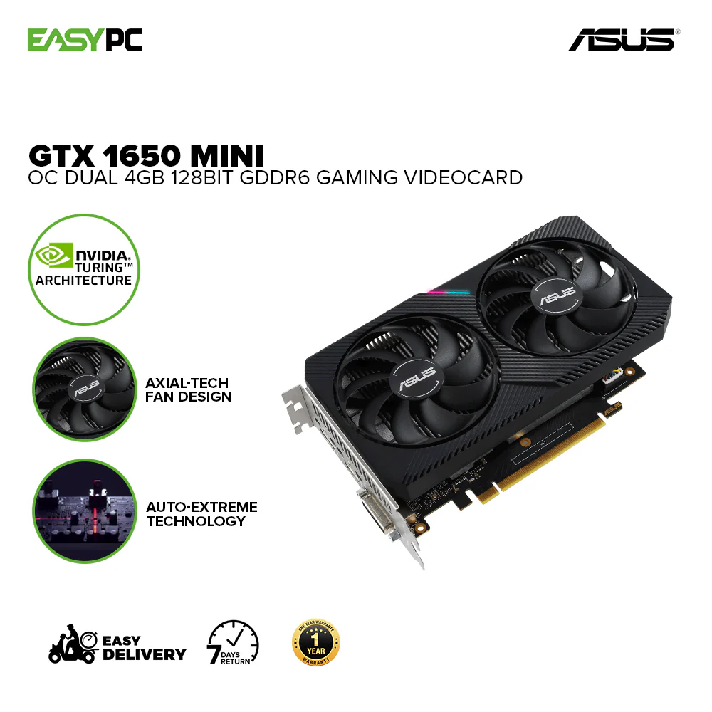 Asus NVIDIAÂ® GeForce GTX 1650 Mini OC 4gb 128bit GDdr6 Gaming Videocard - Image 2