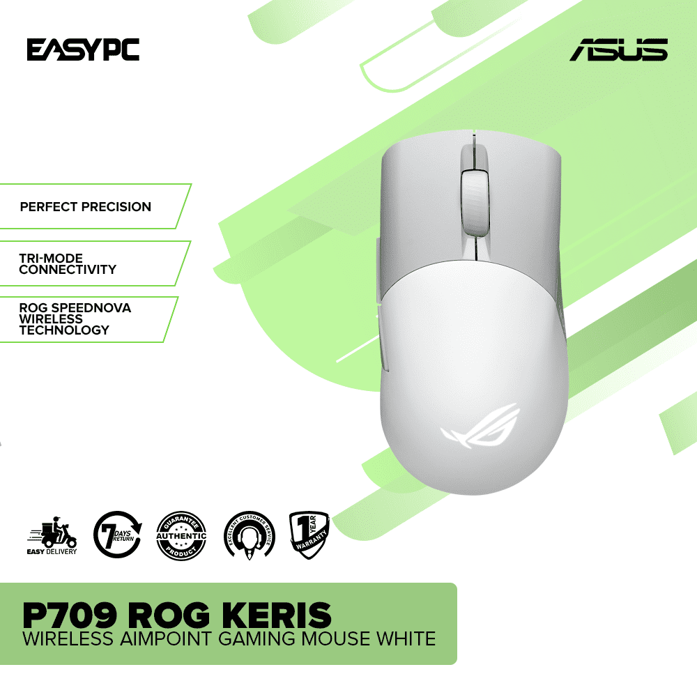 Asus P709 ROG Keris Wireless Aimpoint Gaming Mouse White - Image 2