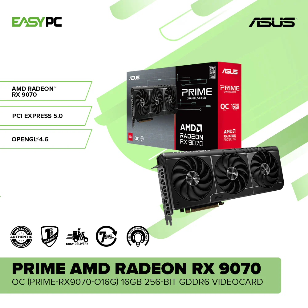 Asus Prime AMD Radeon RX 9070 OC (PRIME-RX9070-O16G) 16GB 256-Bit GDDR6 Videocard - Image 2