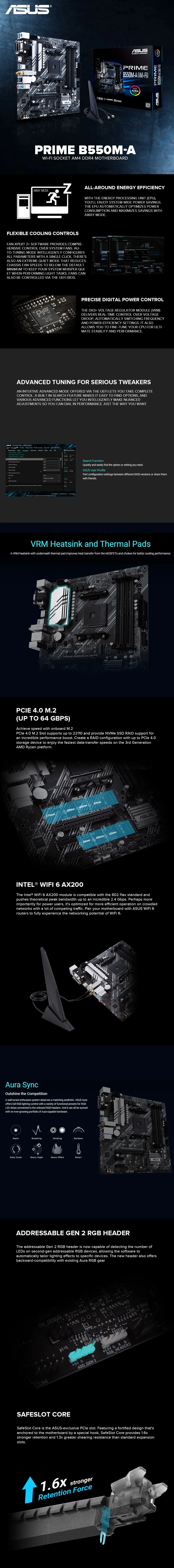ASUS Prime B550M-A WiFi AMD micro ATX with dual M.2 HDMI/D-Sub/DVI SATA 6 Gbps USB 3.2 Gen 2 Type-A Aura Sync RGB headers Gaming Motherboard - Image 7