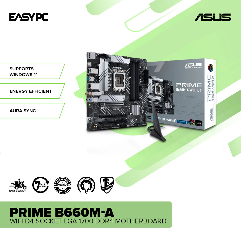 Asus Prime B660M-A WIFI D4 VRM heatsink, M.2 heatsink, Socket LGA 1700 Ddr4 Gaming Motherboard - Image 2