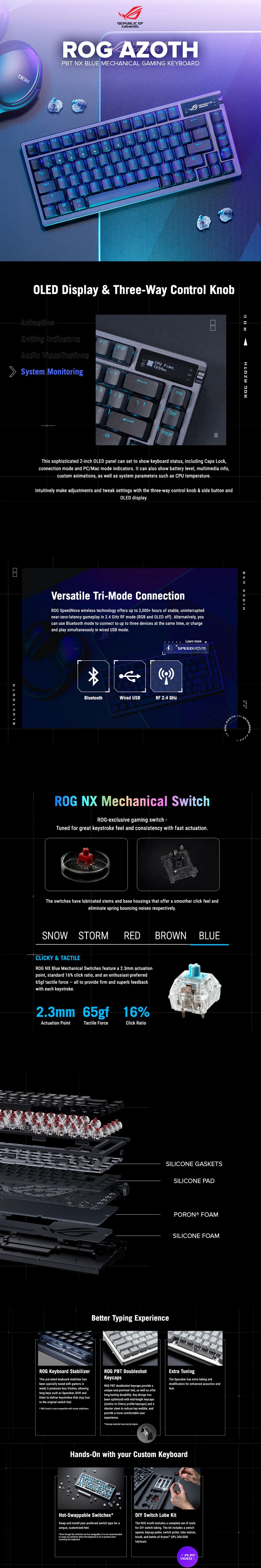 Asus ROG Azoth PBT NX Blue Mechanical Gaming Keyboard - Image 5