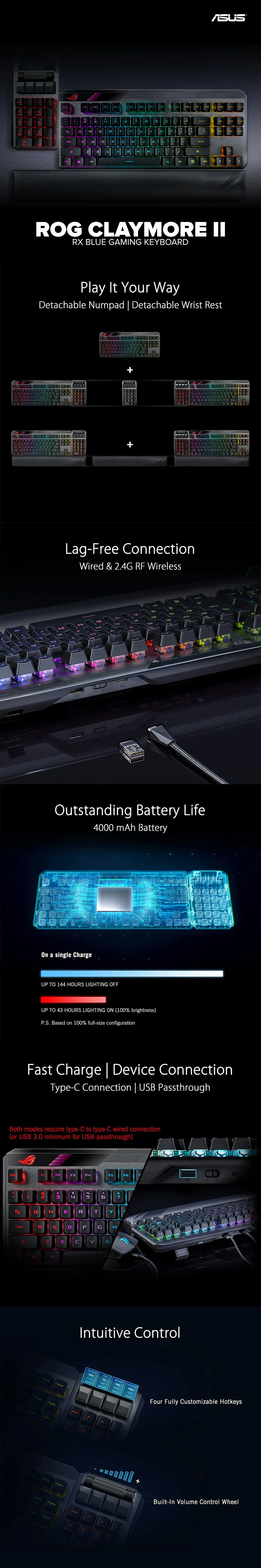 Asus ROG Claymore II RX Blue Gaming Keyboard - Image 7