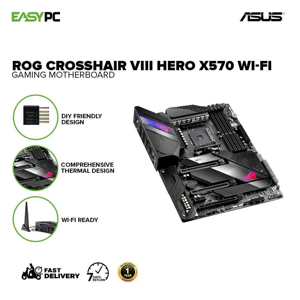 Asus ROG Crosshair VIII Hero X570 Wi-Fi Socket Am4 Ddr4 Gaming Motherboard - Image 2