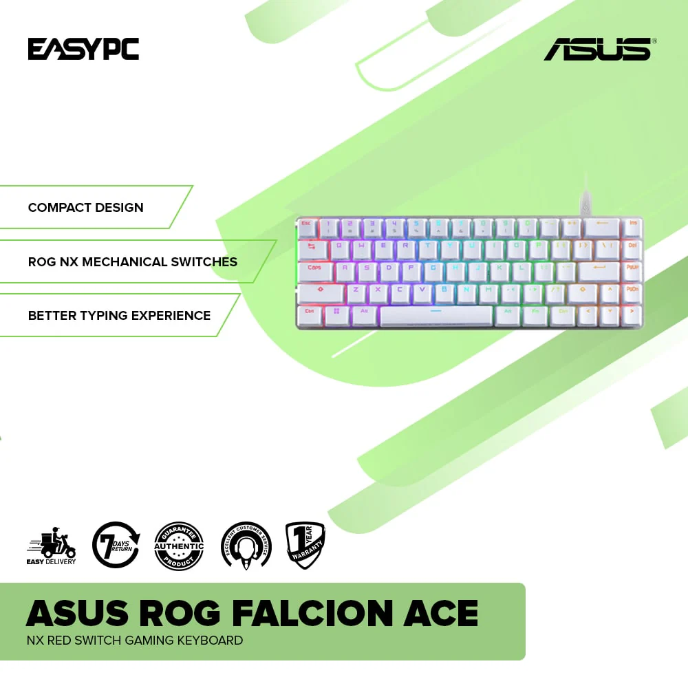 Asus ROG Falcion Ace NX Red Switch Gaming Keyboard White - Image 2