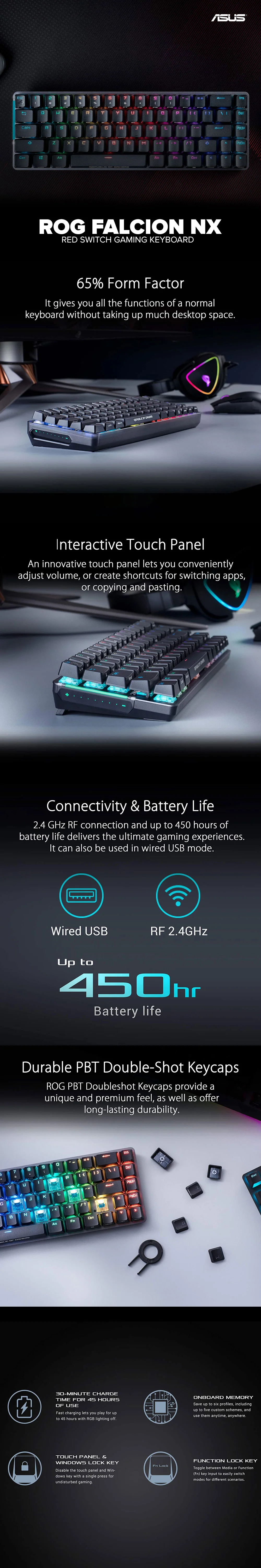Asus ROG Falcion NX Red Switch Gaming Keyboard - Image 7