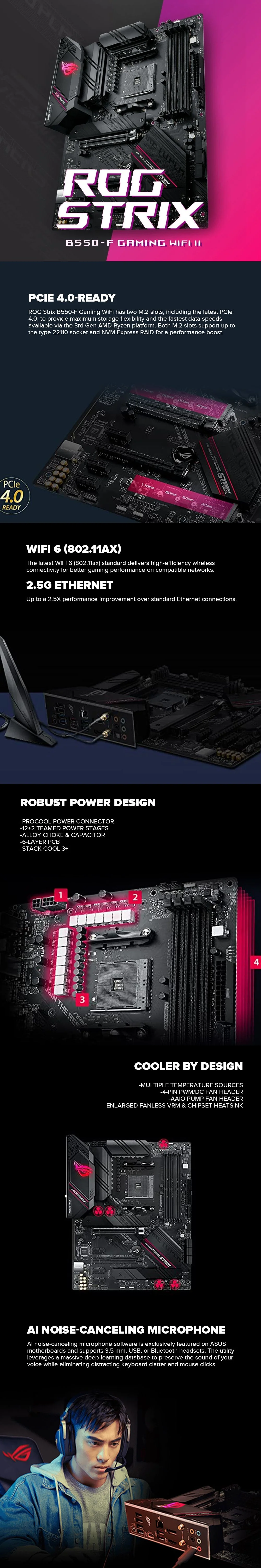 Asus ROG Strix B550-F Gaming Wifi II Socket Am4 Ddr4 Aura Sync RGB Lighting Best Gaming Audio Gaming Motherboard - Image 7