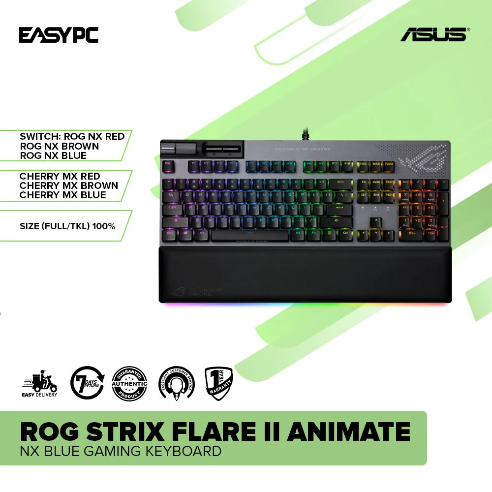 Asus ROG Strix Flare II Animate NX Blue Gaming Keyboard - Image 2