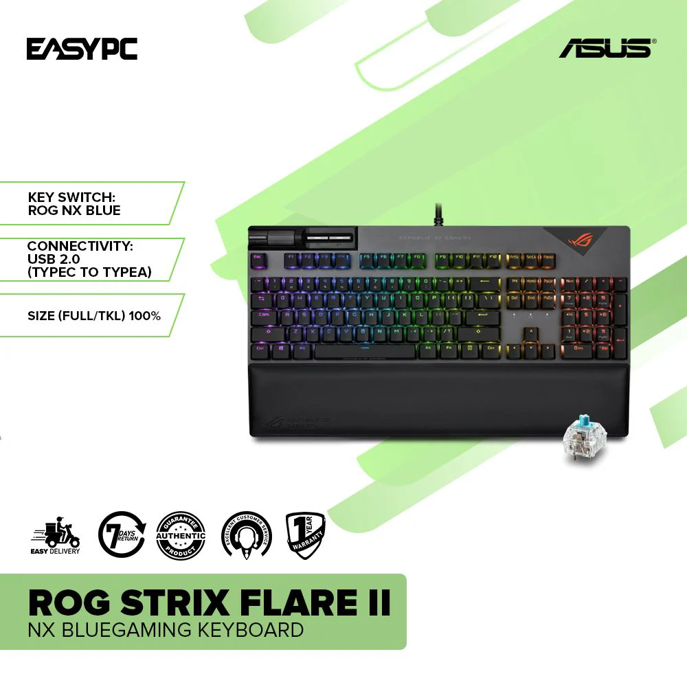 Asus ROG Strix Flare II NX Blue Gaming Keyboard - Image 2