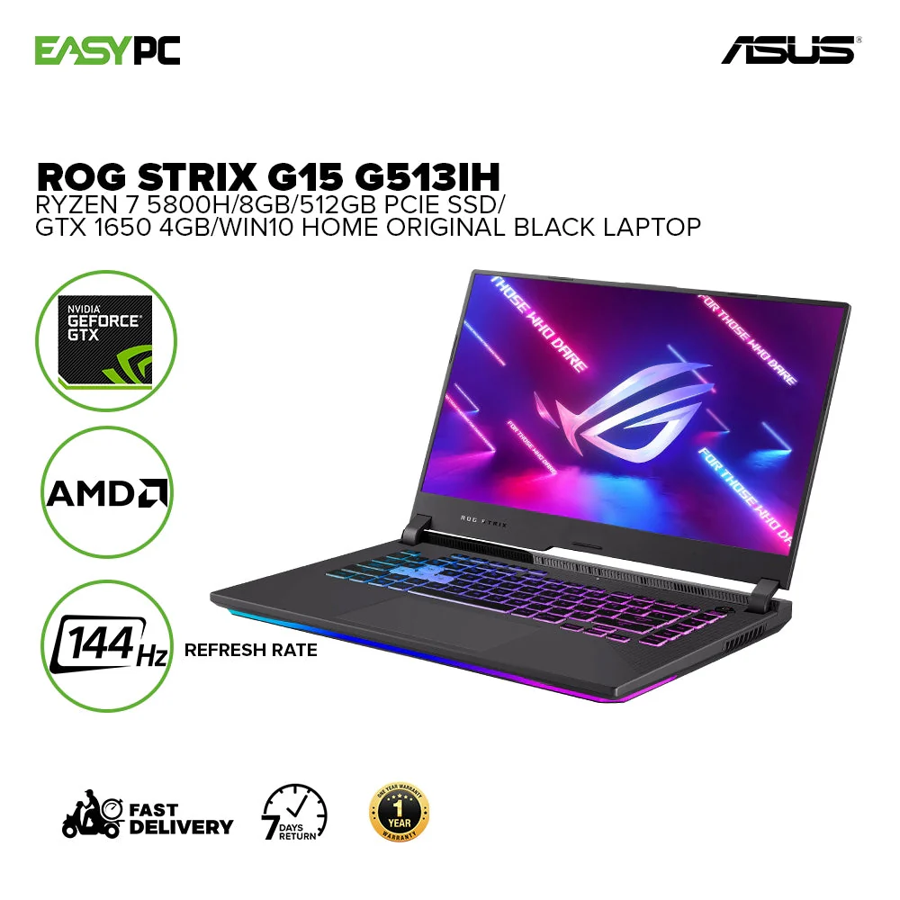 Asus Rog Strix G15 G513Ih-Hn009T Ryzen 7 5800H 8Gb Win10 Gtx 1650 4Gb 512Gb Pcie Ssd Laptop Black - Image 2