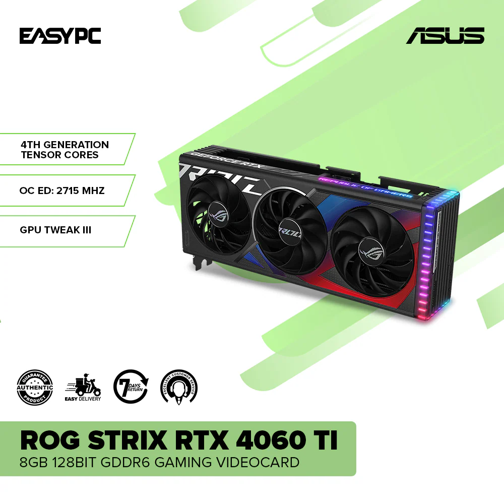 Asus ROG Strix Rtx 4060 Ti ROG-STRIX-RTX4060TI-O8G-GAMING 8gb 128bit GDdr6 Gaming Videocard - Image 2