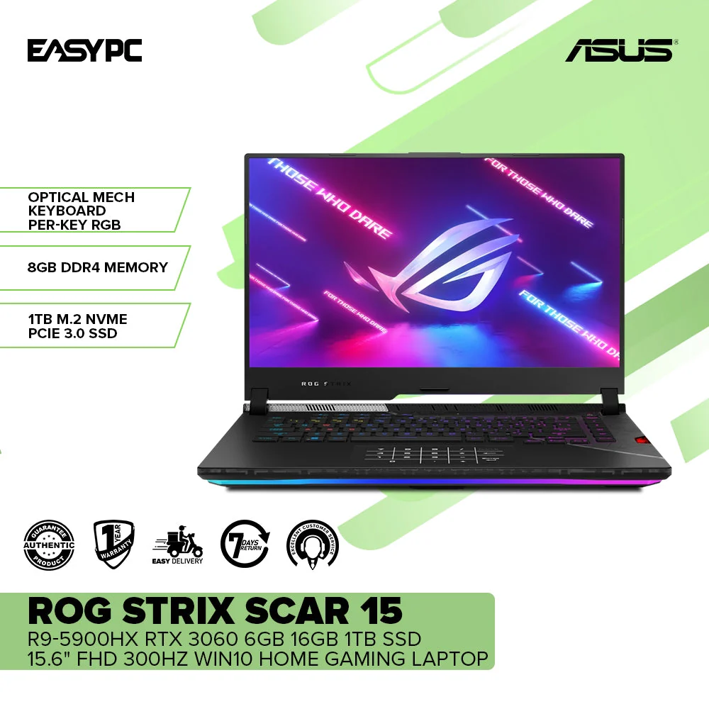 Asus Rog Strix Scar 15 G533Qm-Hf028Ts R9-5900Hx 16Gb Win10 16Gb/1Tb Ssd Laptop Gaming - Image 2