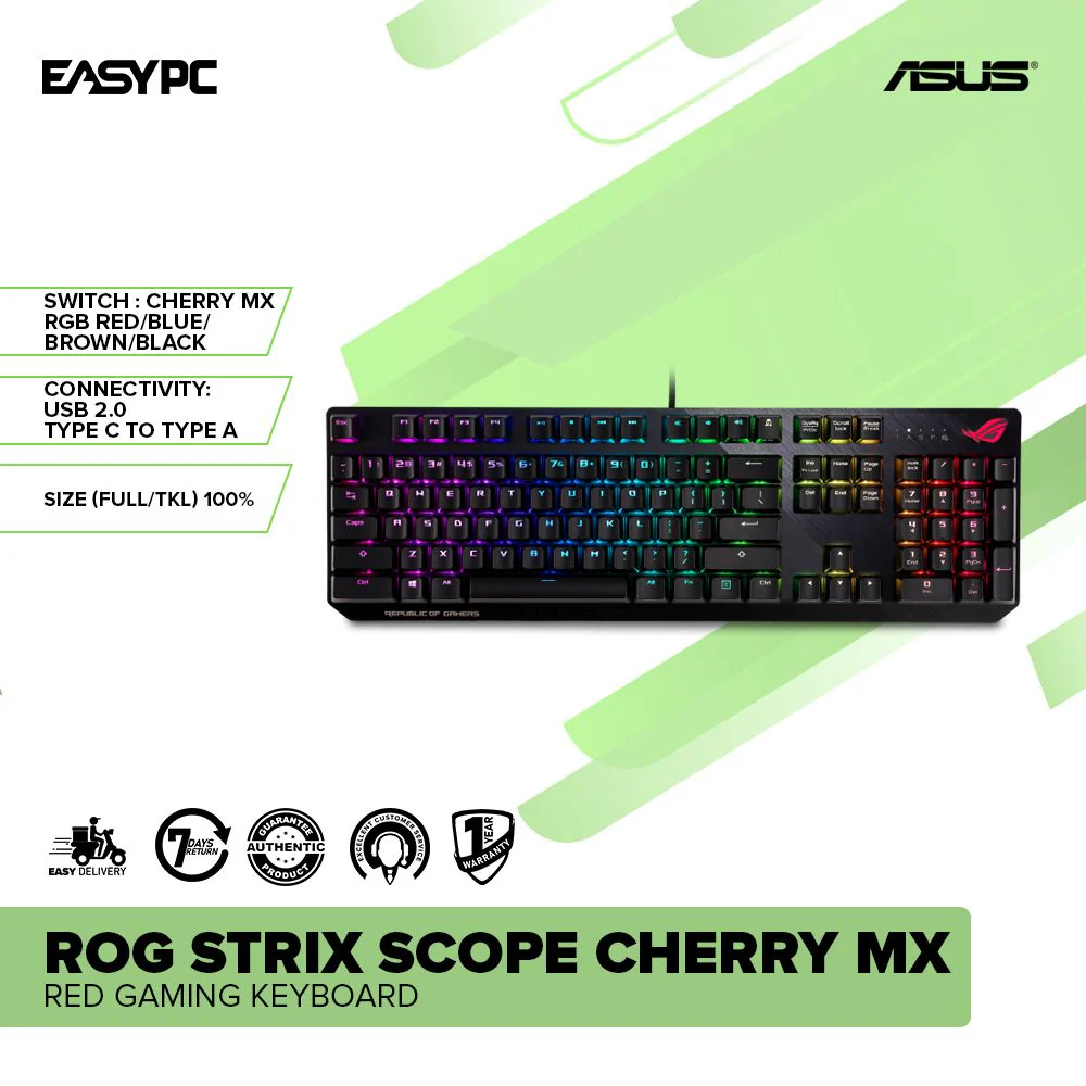 Asus ROG Strix Scope Cherry MX Blue Gaming Keyboard - Image 2