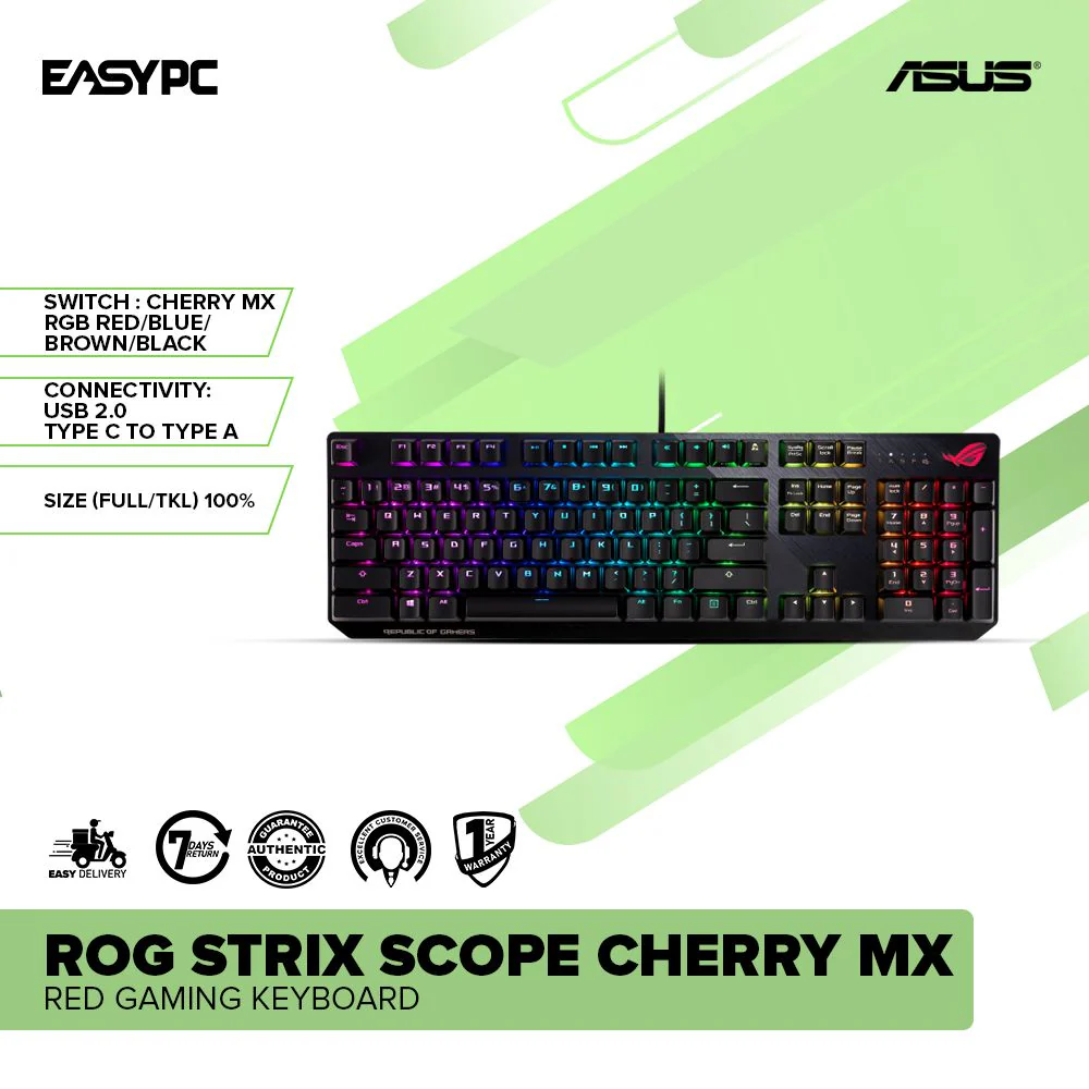 Asus ROG Strix Scope Cherry MX Red Gaming Keyboard - Image 2