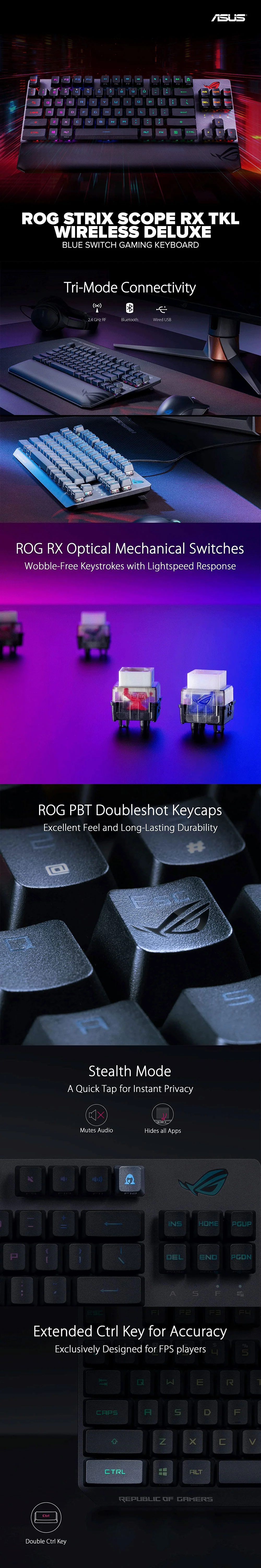 Asus ROG Strix Scope RX TKL Wireless Deluxe Blue Switch Gaming Keyboard - Image 6