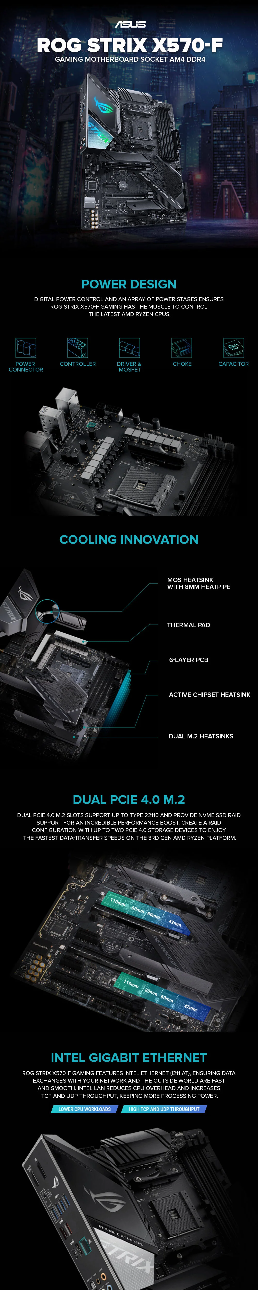 Asus ROG Strix X570-F Socket Am4 Ddr4 Aura Sync RGB 5-Way Optimization Easy DIY Gaming Motherboard - Image 8