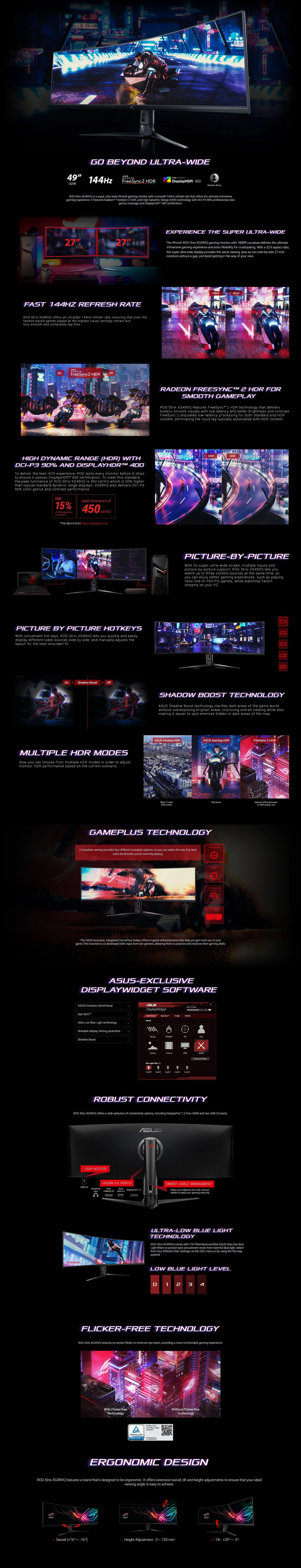Asus ROG Strix XG49VQ 144Hz FreeSync 49" Ultra-Wide Gaming Monitor - Image 7