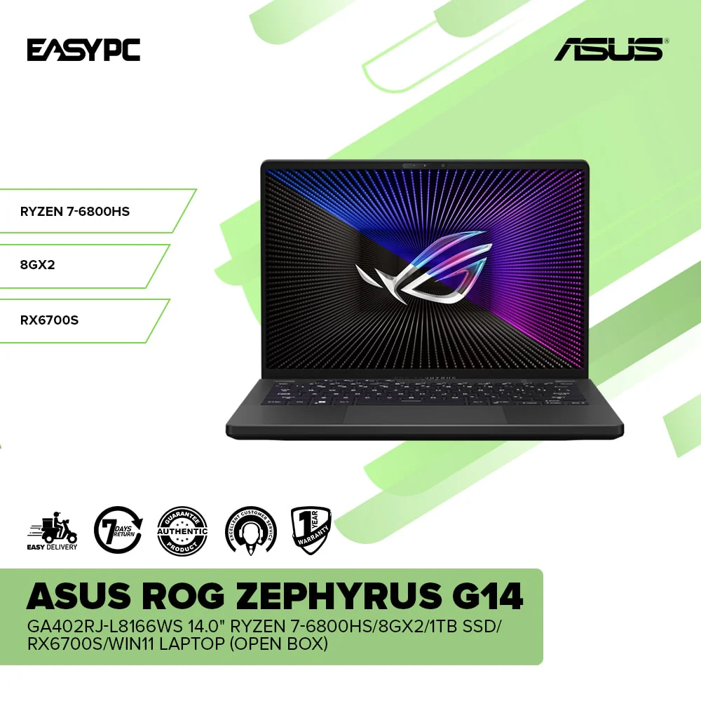 Asus ROG ZEPHYRUS G14 14.0" Ryzen 7-6800HS/8GX2/1TB SSD/RX6700S/Win11 Laptop (Open Box) - Image 2