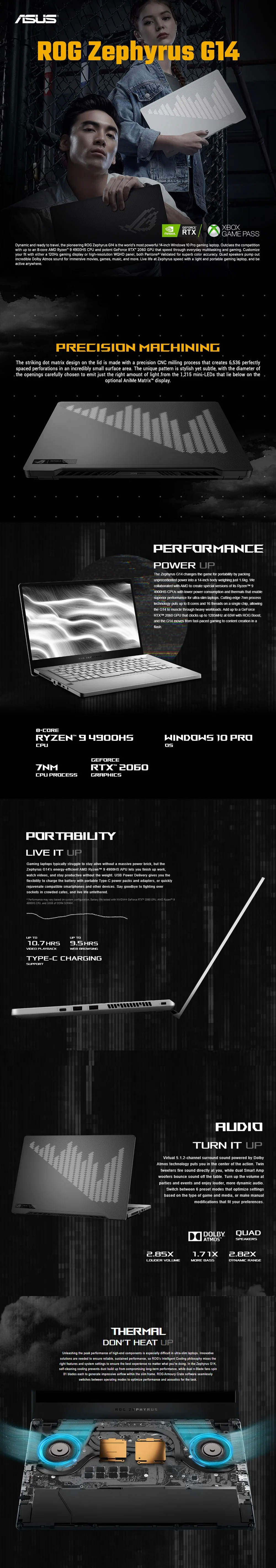 Asus ROG ZEPHYRUS G14 14.0" Ryzen 7-6800HS/8GX2/1TB SSD/RX6700S/Win11 Laptop (Open Box) - Image 5
