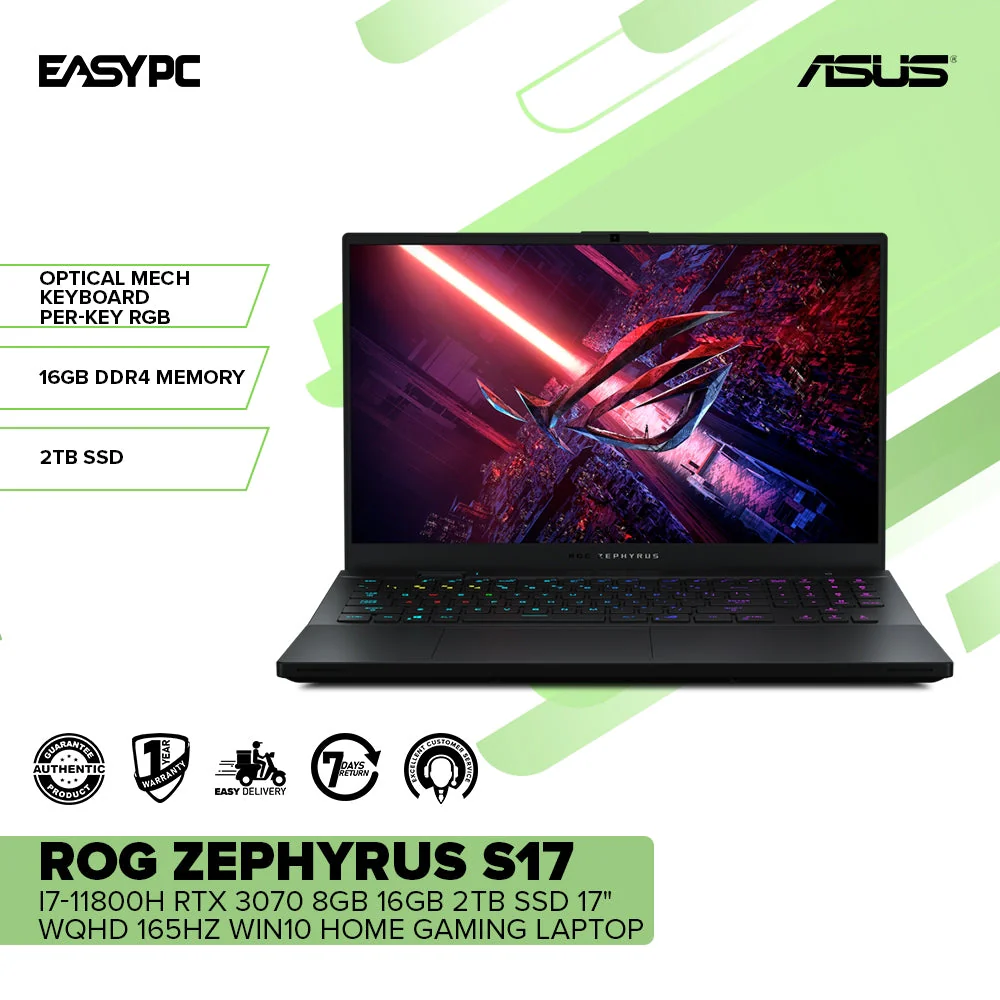Asus Rog Zephyrus S17 Gx703Hr-K4025Ts I7-11800H 16Gb Win10 16Gb/2Tb Ssd Laptop Gaming - Image 2