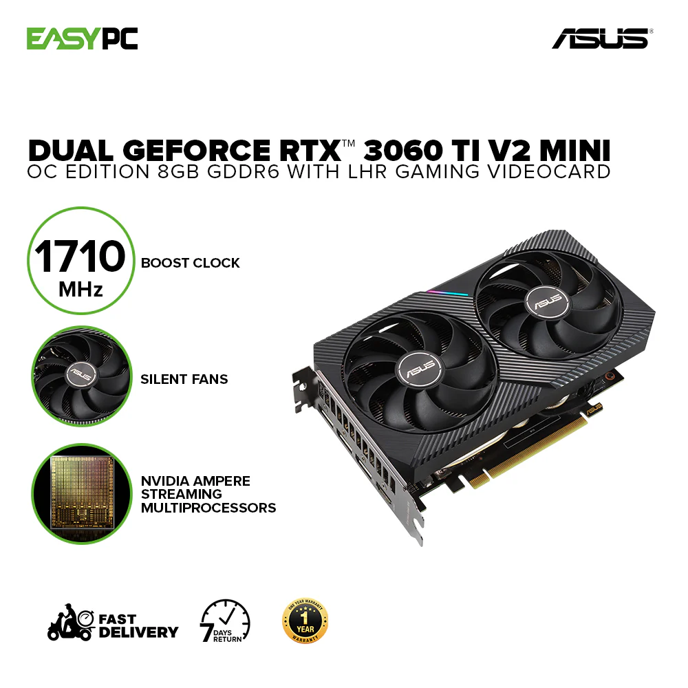 Asus NVIDIAÂ® GeForce RTXÂ™ 3060Ti V2 Mini OC Edition 8gb 256bit GDdr6 Gaming Videocard LHR - Image 2