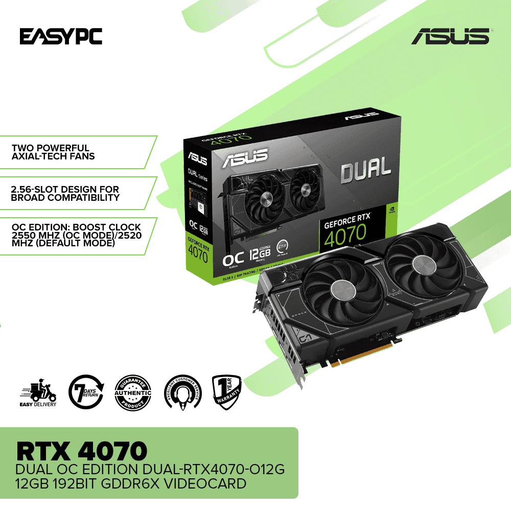 Asus NVIDIA® GeForce RTX™ 4070 Dual OC edition DUAL-RTX4070-O12G 12gb 192bit GDDR6x Videocard - Image 2
