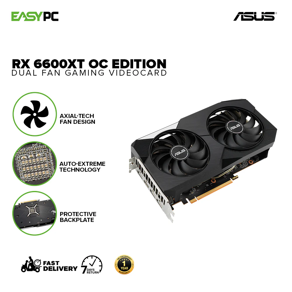 Asus Rx 6600xt OC Edition Dual Fan 8gb 128bit GDdr6 Gaming Videocard - Image 2