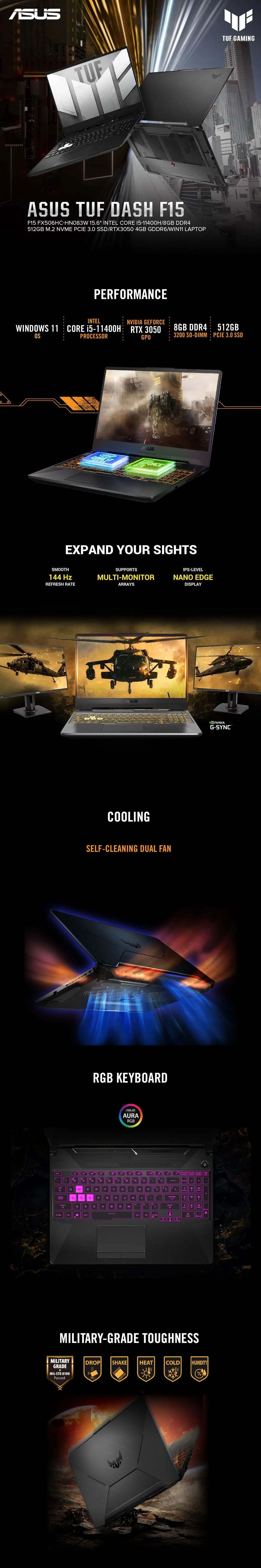 ASUS TUF Gaming F15 FX506HC-HN083W 15.6" Intel Core i5-11400H Win11 Laptop - Image 6