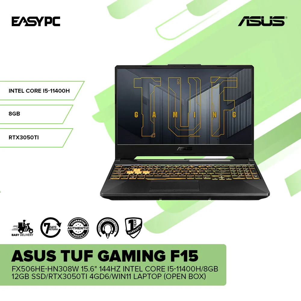 Asus TUF Gaming F15 15.6" 144HZ Intel Core i5-11400H/8GB/12GB SSD/RTX3050TI 4GD6/Win11 Laptop OB - Image 2
