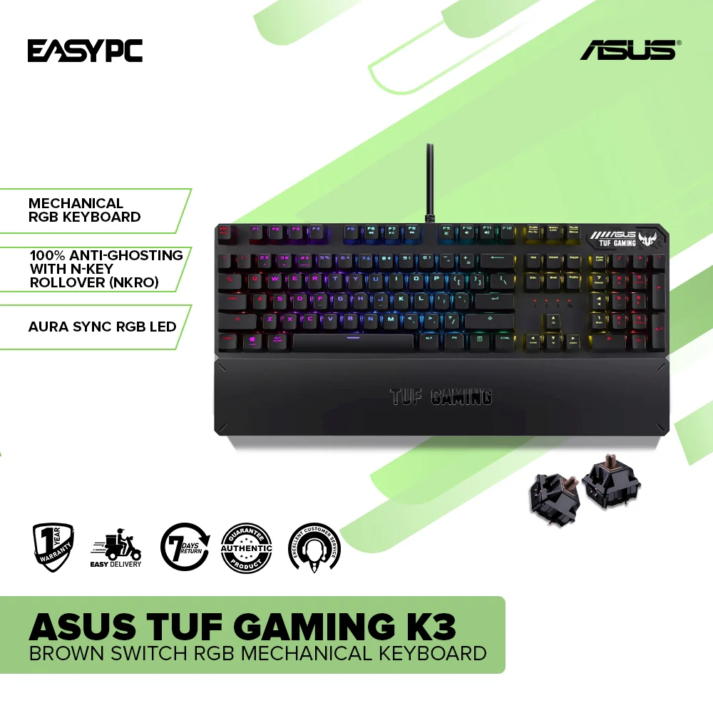 Asus TUF Gaming K3 Red/Blue/Brown Switch RGB Mechanical Keyboard - Image 14