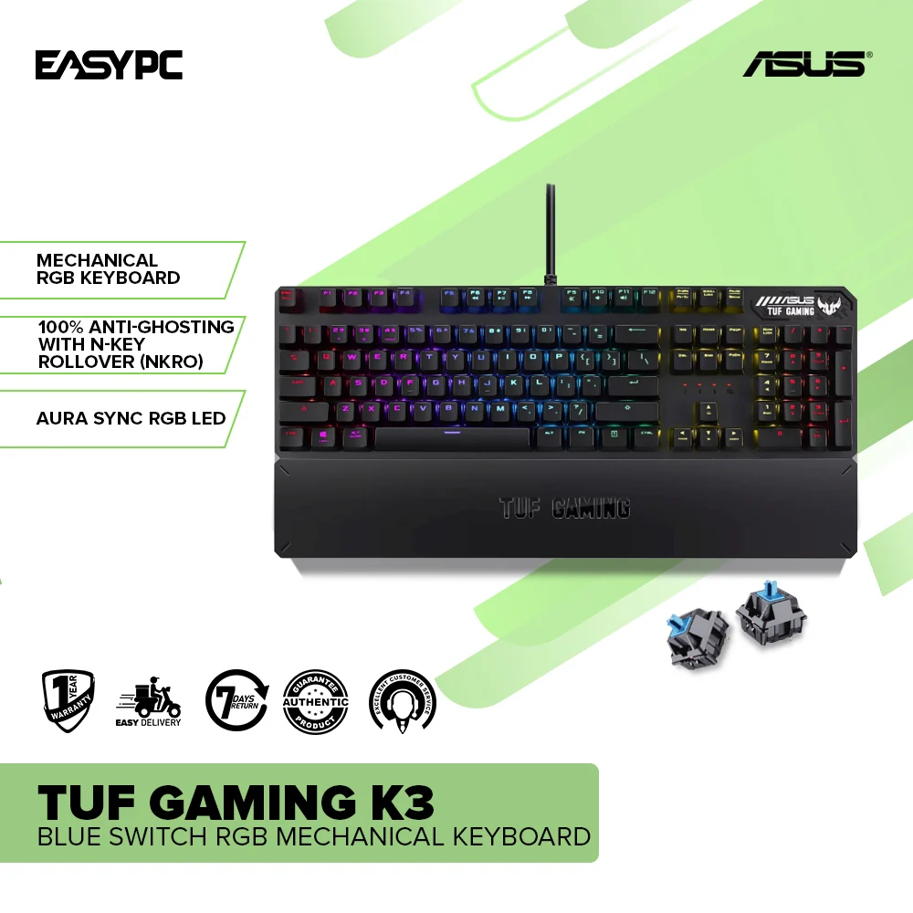 Asus TUF Gaming K3 Red/Blue/Brown Switch RGB Mechanical Keyboard - Image 8