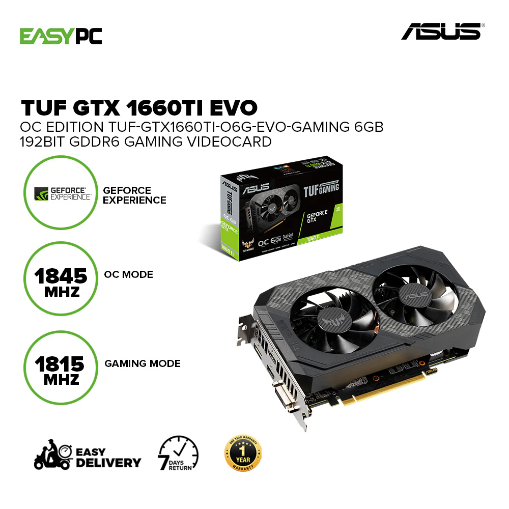 ASUS TUF NVIDIAÂ® GeForce GTX 1660 Ti EVO OC Edition 6GB GDDR6 Videocard - Image 2