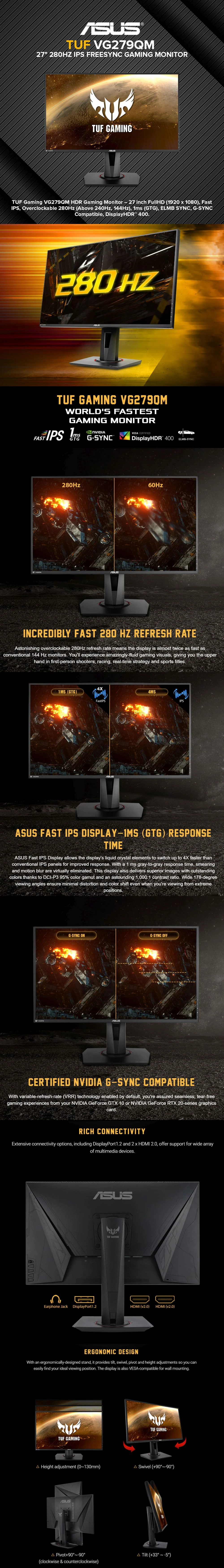Asus TUF VG279QM 27 280Hz IPS FreeSync Gaming Monitor - Image 5