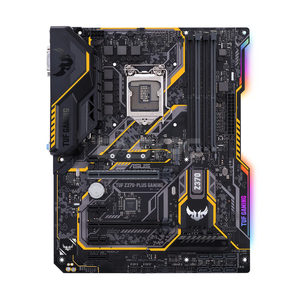 ASUS TUF Z370 Plus Gaming LGA 1151 ATX gaming motherboard with Aura Sync RGB LED lighting, DDR4 4000MHz support, 32Gbps M.2, Intel Optane memory ready, and USB 3.1 Gen 2 Gaming Motherboard - Image 3
