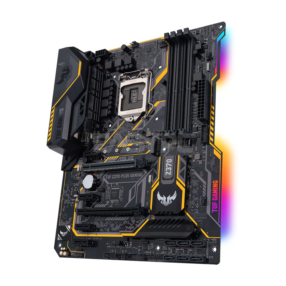 ASUS TUF Z370 Plus Gaming LGA 1151 ATX gaming motherboard with Aura Sync RGB LED lighting, DDR4 4000MHz support, 32Gbps M.2, Intel Optane memory ready, and USB 3.1 Gen 2 Gaming Motherboard - Image 4