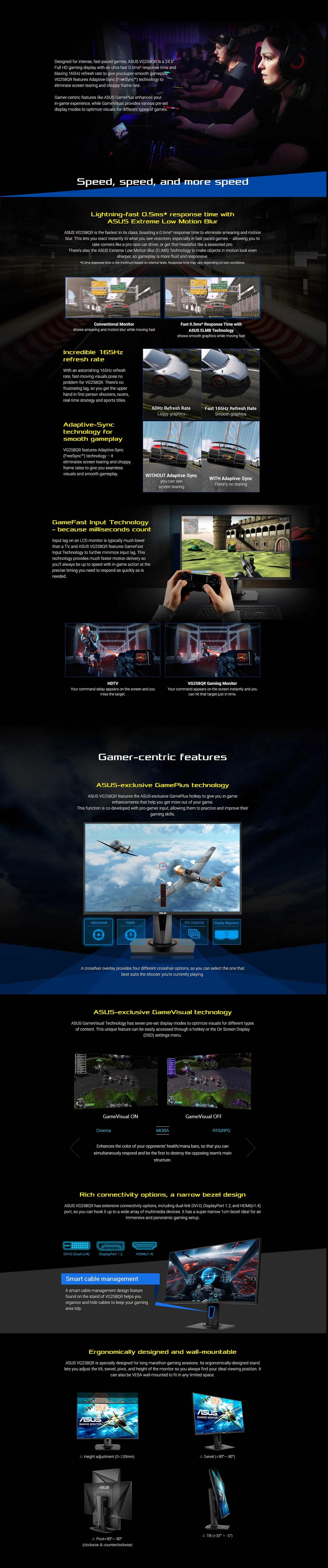 Asus VG258QR 24.5" 165Hz Freesync Gaming Monitor - Image 4