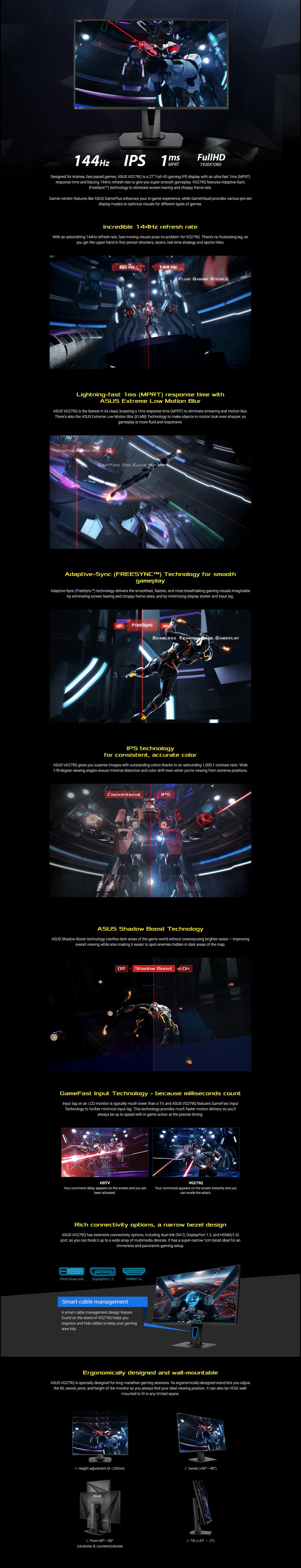 Asus VG279Q 27" IPS 144Hz Gaming Monitor - Image 7