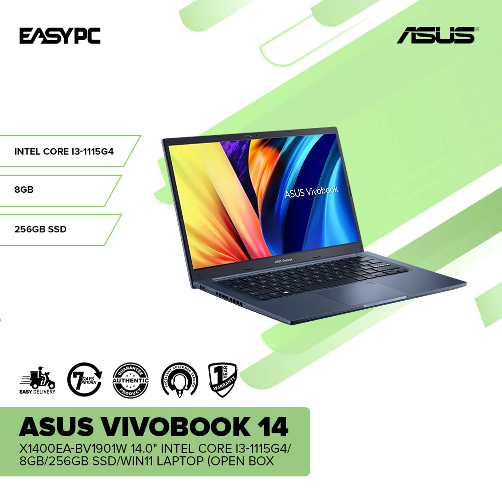 Asus Vivobook 14 X1400EA-BV1901W 14.0" Intel Core i3-1115G4/8GB/256GB SSD/Win11 Laptop (Open Box) - Image 2
