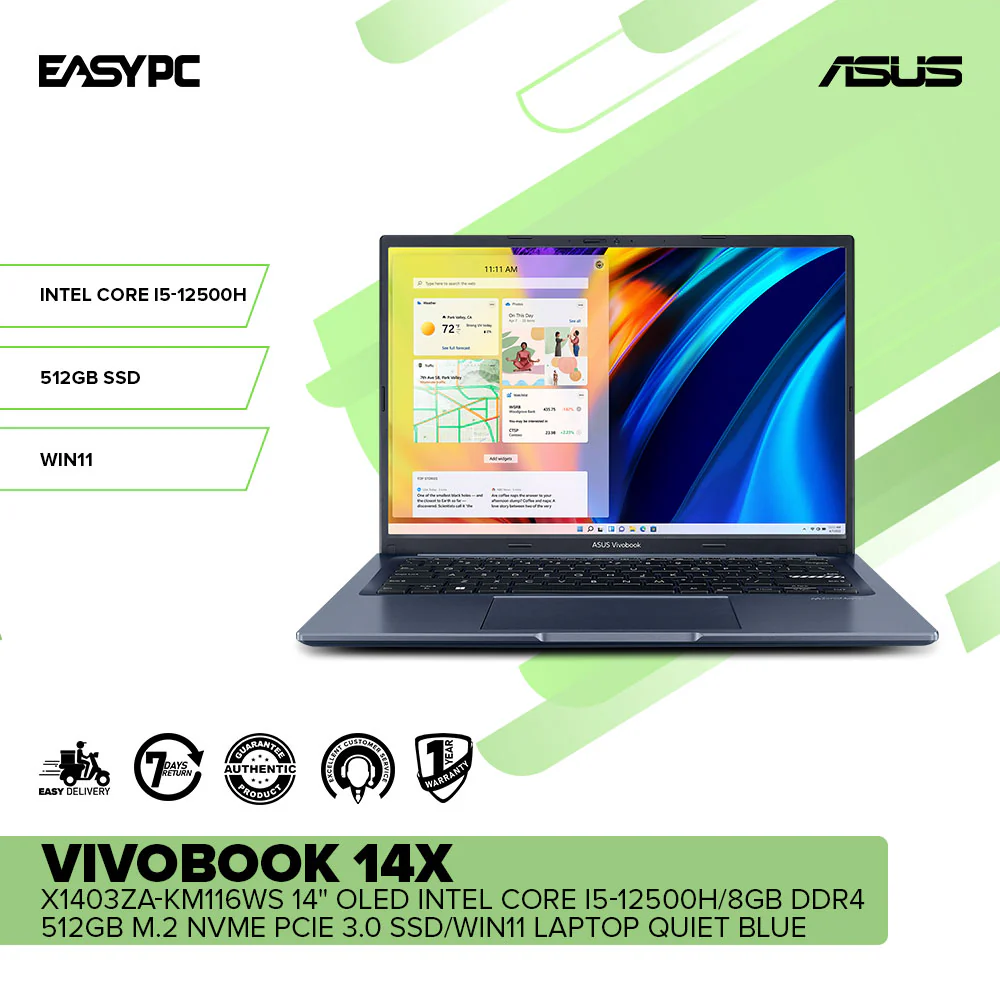 Asus Vivobook 14X X1403ZA-KM116WS 14" OLED Intel Core I5-12500H Win11 Laptop Quiet Blue - Image 2