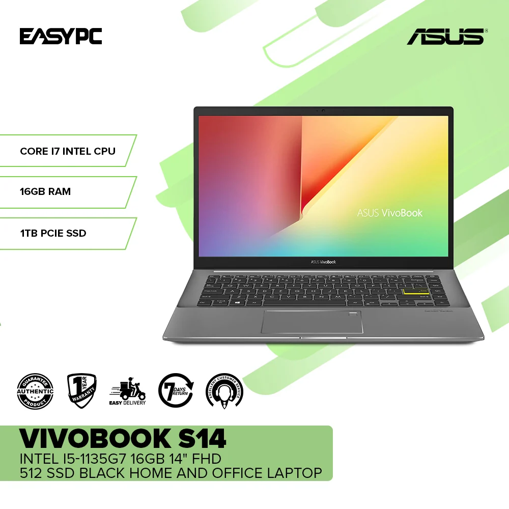 ASUS VIVOBOOK S14 S433EA-AM342TS Intel i5-1135G7 16GB 14" FHD 512 SSD Intel Iris Xe Win10 Laptop Black 1ION - Image 2