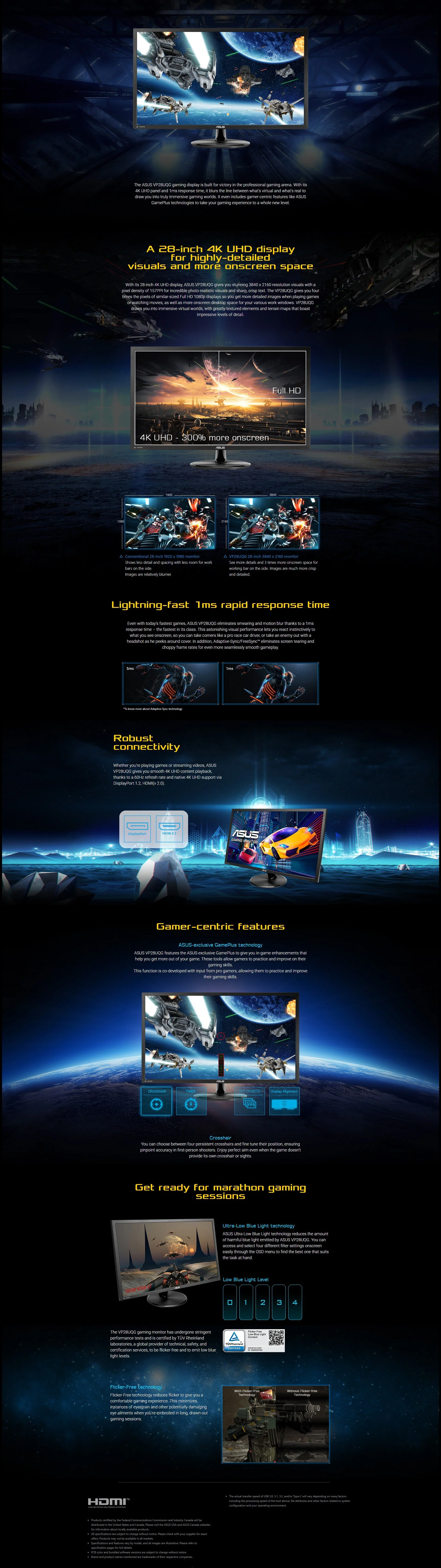 Asus VP28UQG 28" 4k FreeSync Gaming Monitor - Image 5