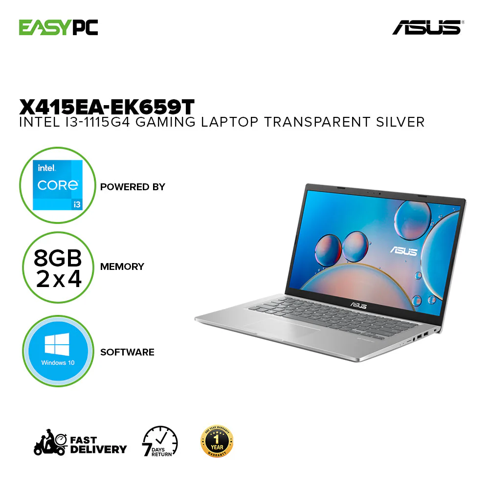 Asus X415Ea-Ek659T/X415Ea-Ek760T Intel I3-1115G4 4Gbx2 Win10 Intel Uhd Graphics 1Tb+128Gb Ssd Laptop - Image 2