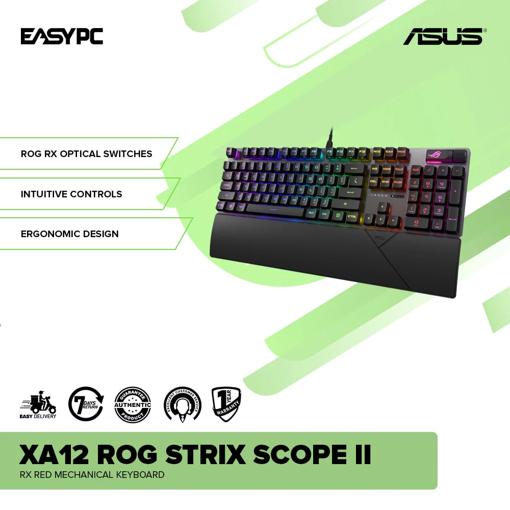 Asus XA12 ROG Strix Scope II RX Red Mechanical Keyboard - Image 2
