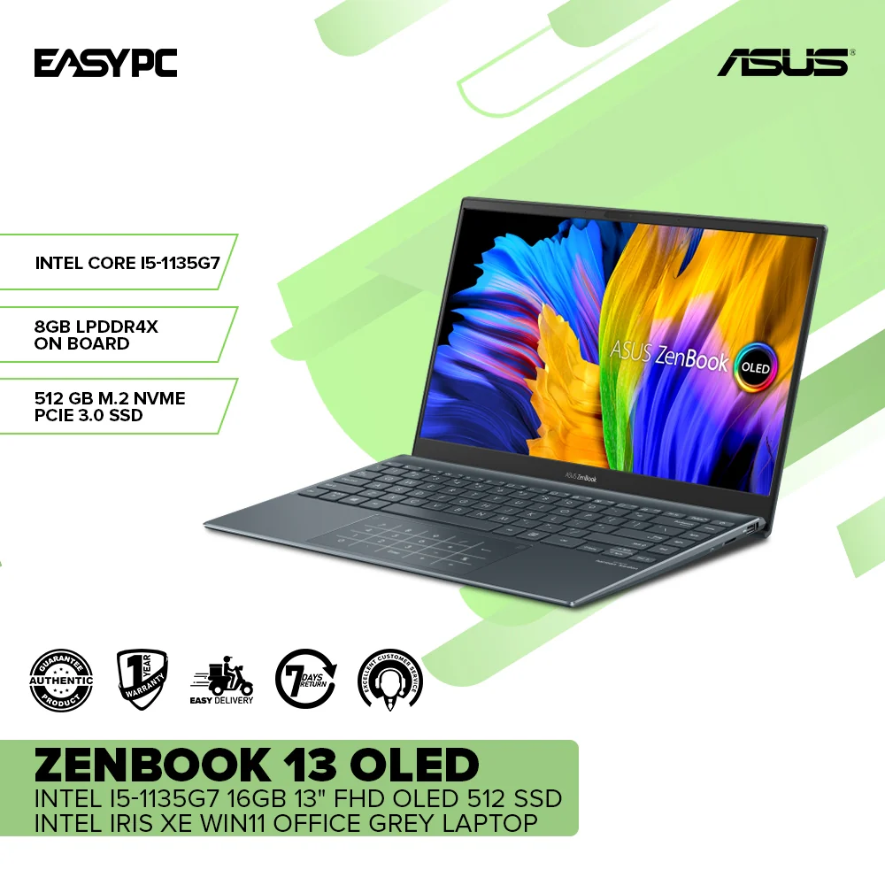 ASUS ZENBOOK 13 OLED UX325EA-KG666WS Intel i5-1135G7 16GB 13" FHD OLED 512 SSD Intel Iris Xe Win11 Laptop Grey 1ION - Image 2